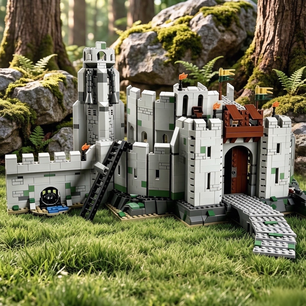 Vintage Collectible Christmas Ornaments - Medieval Castle Fortress DIY Assembly Model,