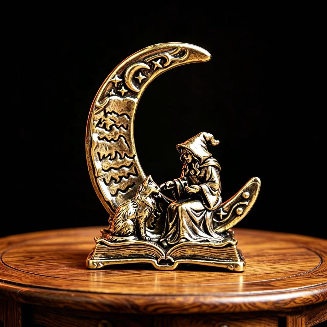 Vintage Collectible Figurines - Brass Moon Witch Decoration Statue Ornament