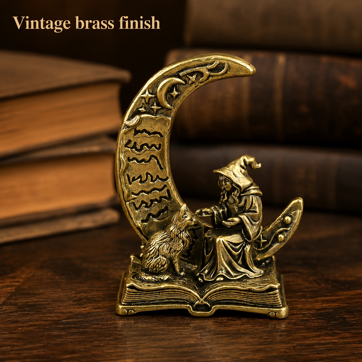 Vintage And Collectible Books - 1 Piece Vintage Brass Witch Kitten