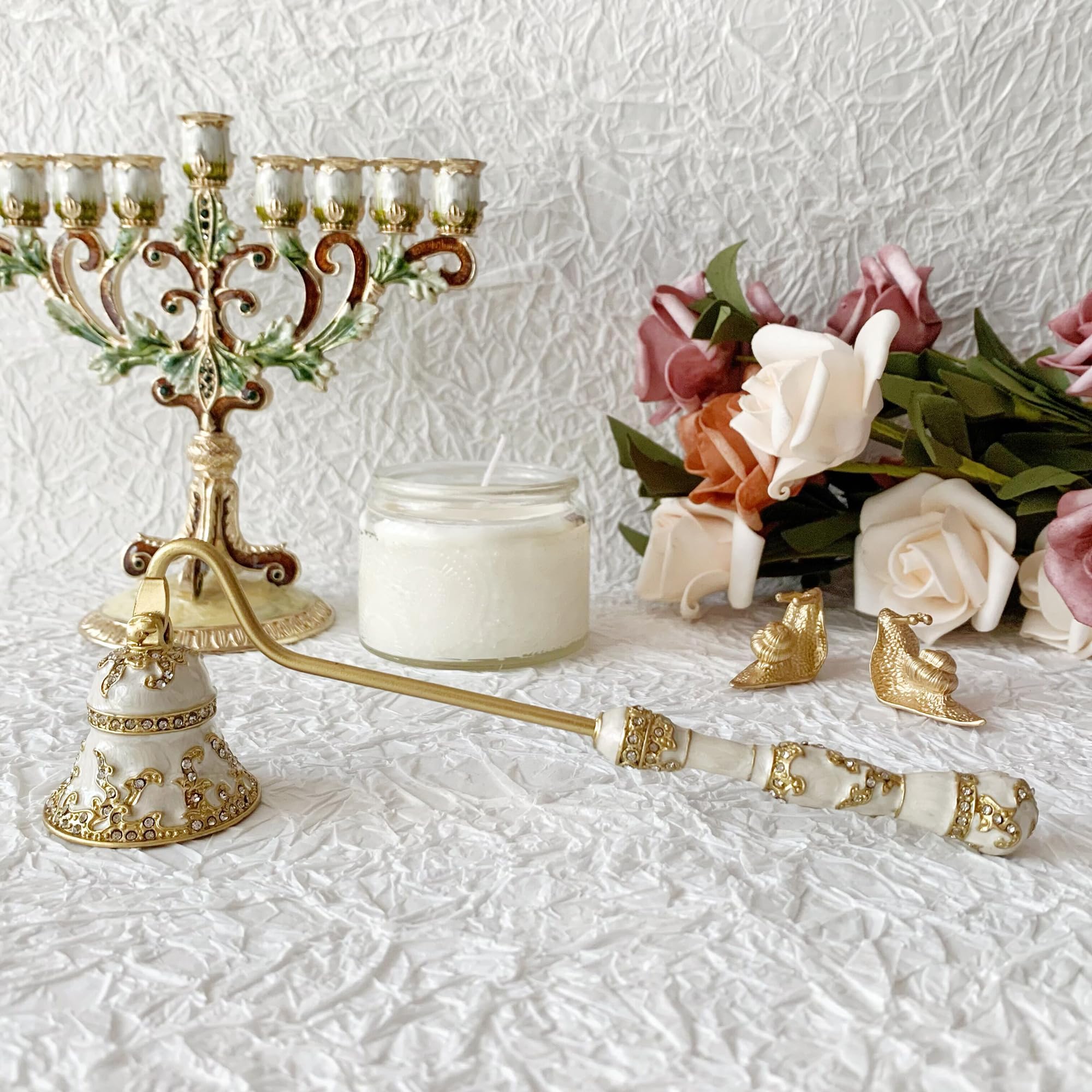 Collectible & Vintage Dolls For Halloween - Luxury Menorah Candle Snuffer Bell Enamel