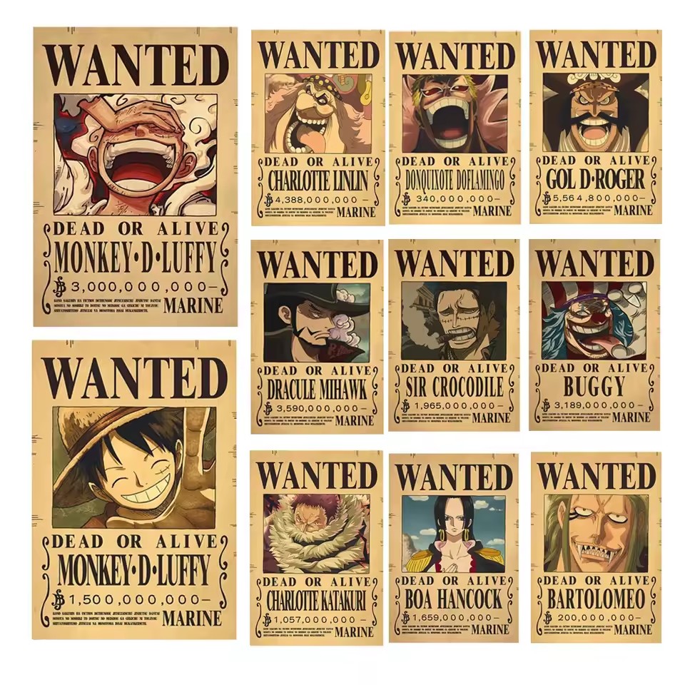 Vintage Things Collection - Anime One Piece Bounty Wanted Posters