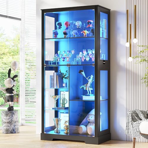 Collectible & Vintage Dolls For Halloween - 71” Glass Display Cabinet with RGB