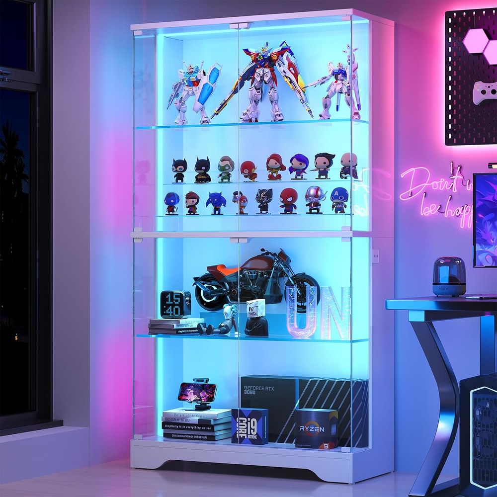 4-Tier Glass Display Cabinet w - огляд і ціна Collectible & Vintage Dolls For Halloween
