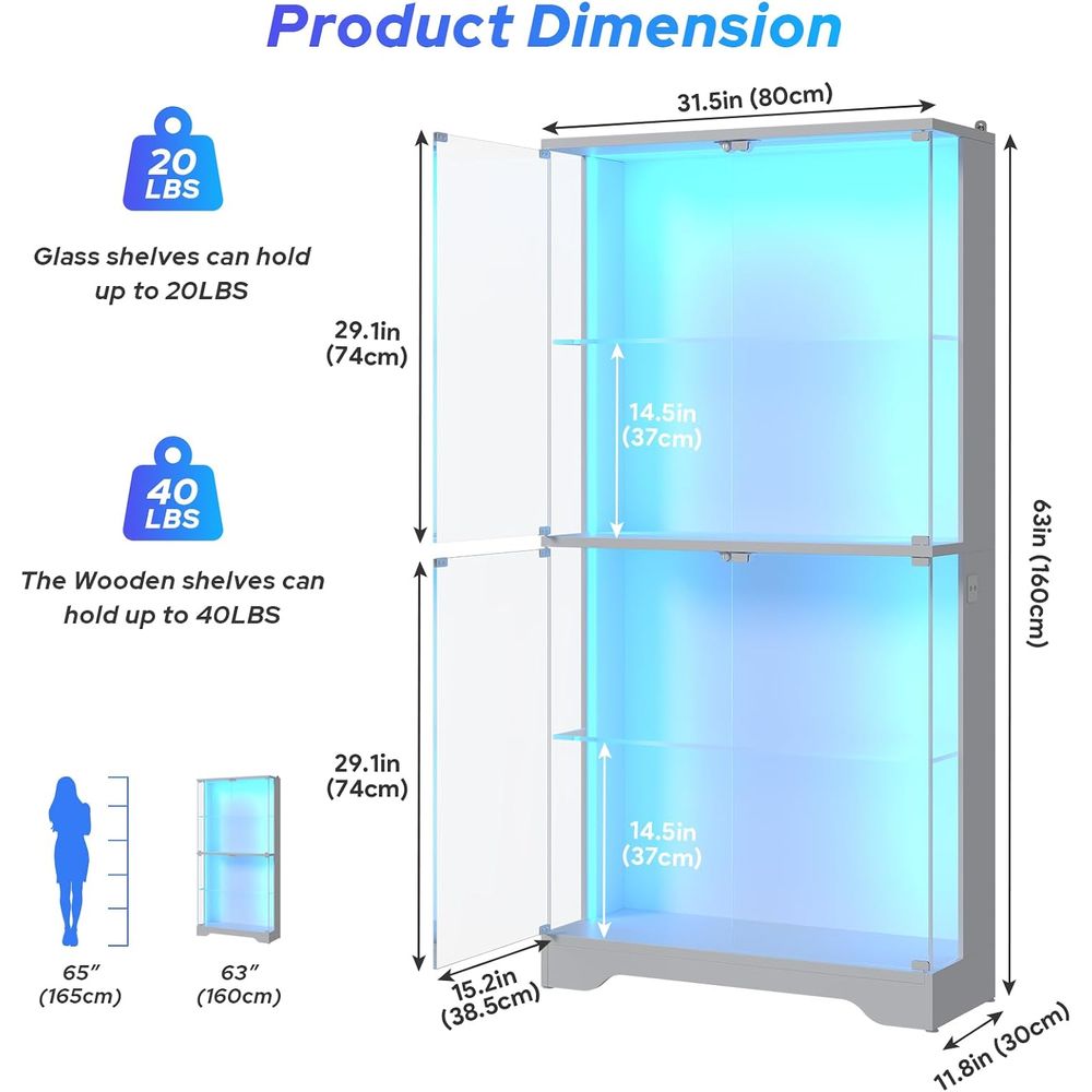 4-Tier Glass Display Cabinet w - огляд і ціна Collectible & Vintage Dolls For Halloween