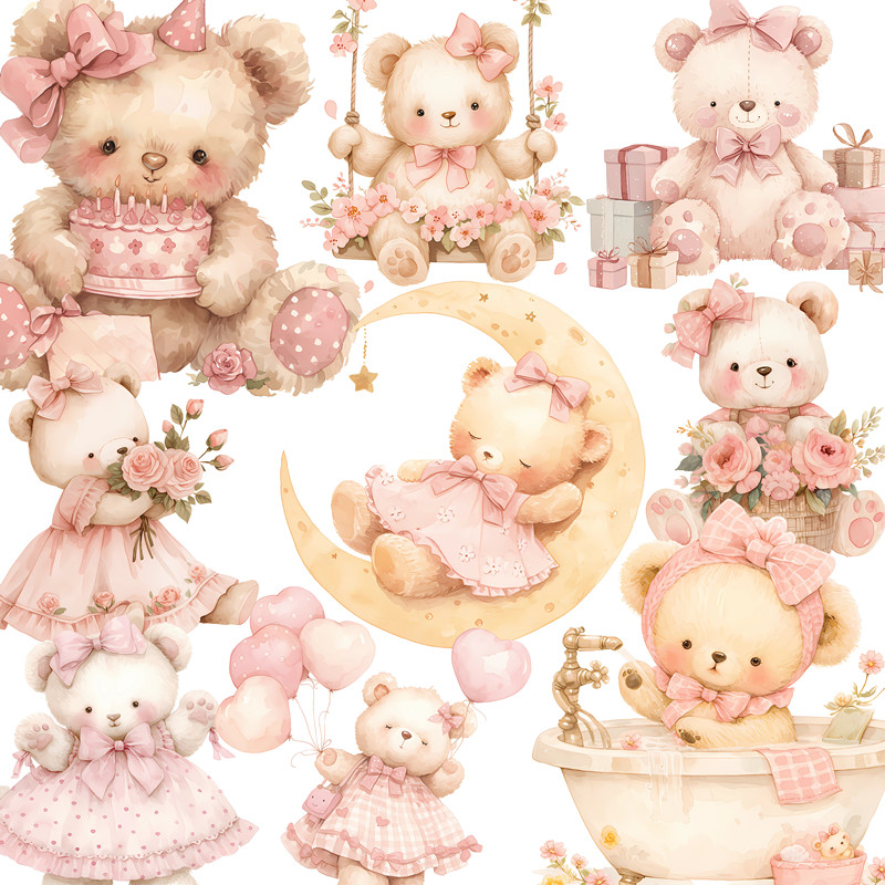 20Pcs/Pack Cute Bear Sticker D - огляд і ціна Vintage Things Collection