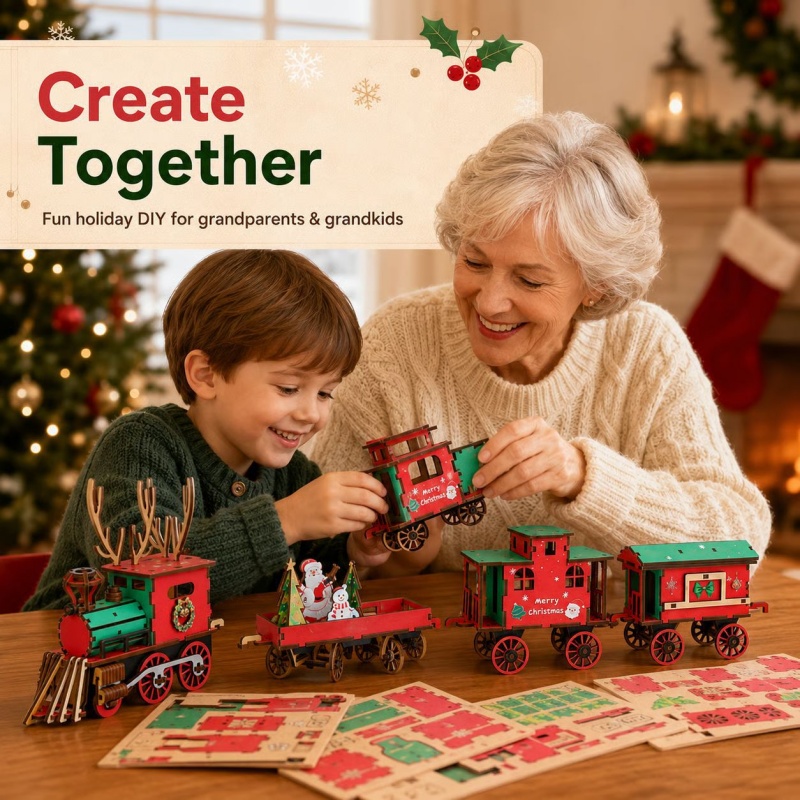 New Christmas Wooden Train Set - огляд і ціна Vintage Collectible Christmas Ornaments