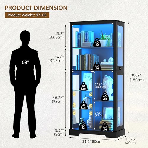 71” Glass Display Cabinet with - огляд і ціна Collectible & Vintage Dolls For Halloween